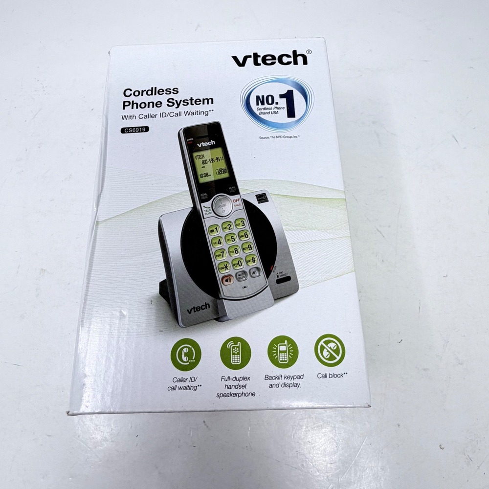 VTech CS6919 DECT 6.0 Cordless Phone System Caller ID Speakerphone Silver Black